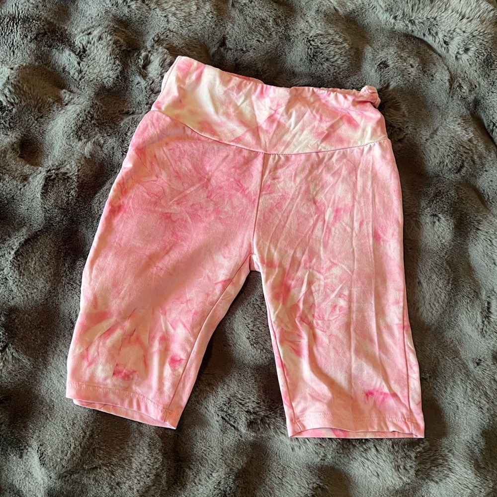 Love Fire Pink Athletic Shorts with Shimmery Finish